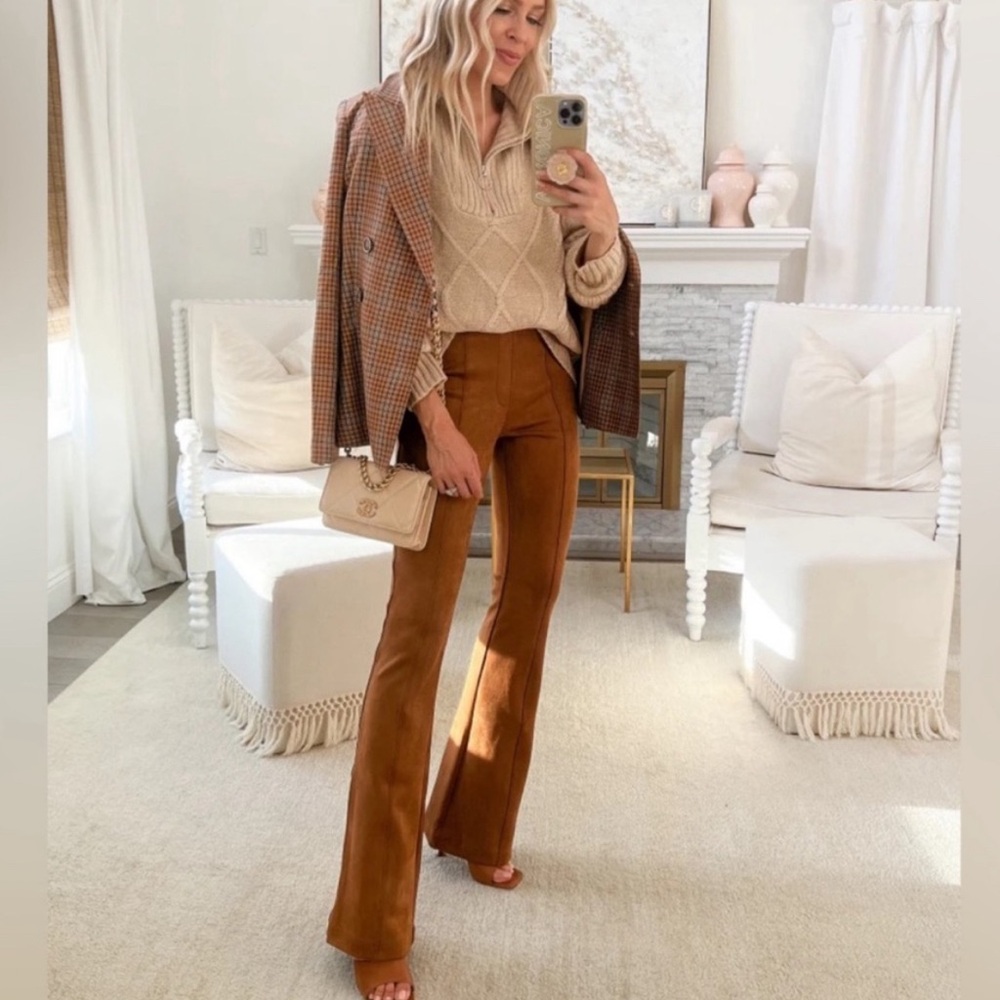 SPANX Faux Suede Flare Pants Rich Caramel